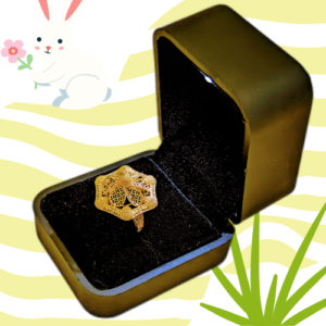 "Elegant Gold-Plated Floral Ring in Premium Velvet Box"