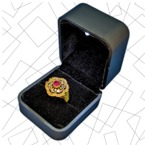 Elegant Gold-Plated Designer Ring with Ruby Centerpiece