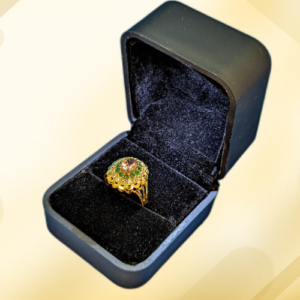 Royal Bloom – Gold-Plated Designer Ring with Floral Stone Setting